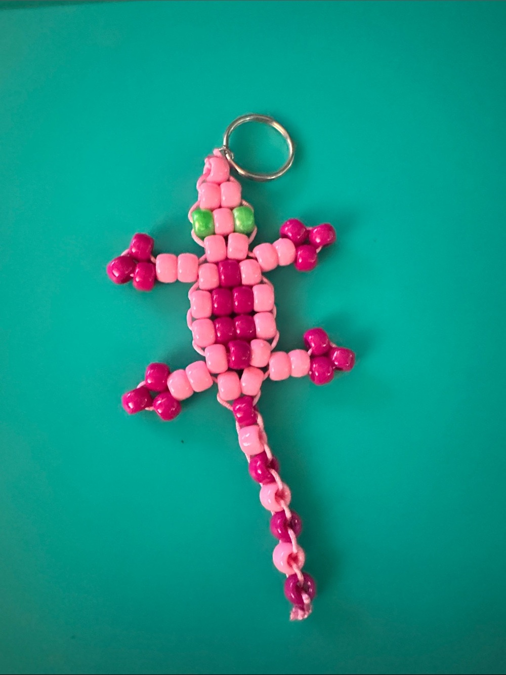 Kids Beaded Lizard Keychain - Pink
